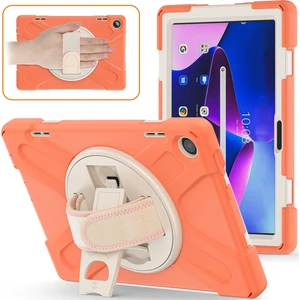 Lenovo Tab M10 10.1 3rd Gen Için Deri Tablet Kılıfı - Turuncu (Yurt Dışından)