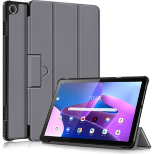 Lenovo Tab M10 10.1 3rd Gen Için Deri Tablet Kılıfı - Gri (Yurt Dışından)