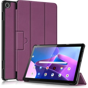 Lenovo Tab M10 10.1 3rd Gen Için Deri Tablet Kılıfı - Mor (Yurt Dışından)