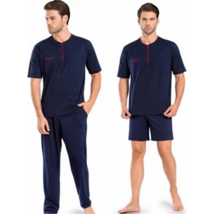 Pierre Cardin 5370 Lacivert 3 Lü Pijama Şort Damat Pijama  Takım