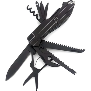 11 Fonksiyonlu Kamp Cep Çakısı Multitool Siyah