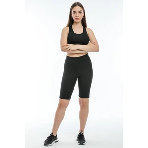 Thin Shop Büyük Beden Biker Spor Şort Siyah Pamuk Tayt - Yüksek Bel Toparlayıcı Siyah Spor Şort Tayt