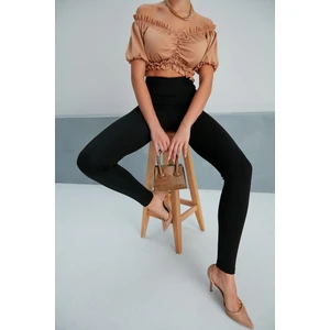 Thin Shop Yüksek Bel Çapraz Kemer Çelik Örgü Toparlayıcı Tayt -  Bayan Tayt - Siyah Tayt