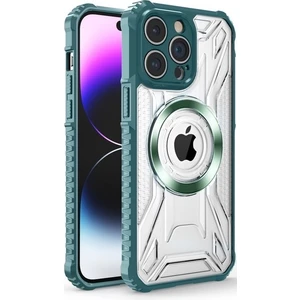 Apple iPhone 14 Pro Max Uyumlu Kılıf Prag Magsafe Özellikli Double Sided Non Slip Pc Tpu Kapak Yeşil