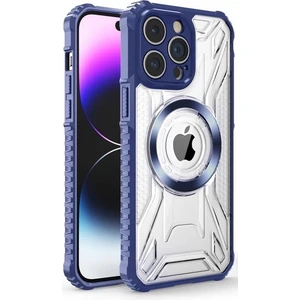 Apple iPhone 14 Pro Max Uyumlu Kılıf Prag Magsafe Özellikli Double Sided Non Slip Pc Tpu Kapak Mavi