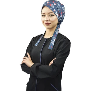 Nur Medikal Giyim  Lacivert Love Desenli Tesettür Doktor Hemşire Hastane Aşçı Cerrahi Bone