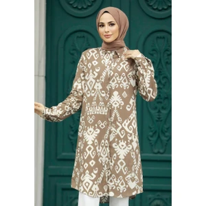 Neva Style - Desenli Vizon Tesettür Viskon Tunik 11627V