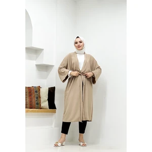Cng Moda Büyük Beden Kuşaklı Aerbin Uzun Kimono
