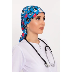 Nur Medikal Giyim Meow Kedi Desenli Tesettür Doktor Hemşire Hastane Aşçı Cerrahi Bone