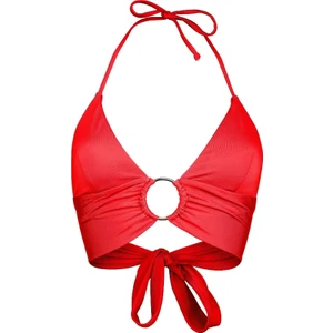 Kırmızı Halka Aksesuarlı Çift Kat Özel Koleksiyon Tulumlu Şık Bikini Üstü