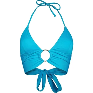 Turkuaz Halka Aksesuarlı Çift Kat Özel Koleksiyon Tulumlu Şık Bikini Üstü