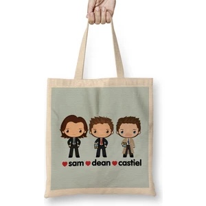 Love Sam Dean Castiel Supernatural Bez Çanta Uzun Saplı