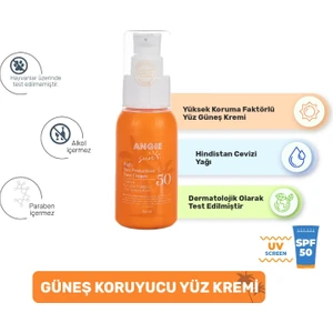Angie Sun Face 50 Spf Ürün Güneş Kremi 50 ml Unisex (Vegan)