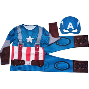 Erkek Çocuk Maskeli 3D Görünümlü Dijital Baskılı Kaptan Amerika Kostümü