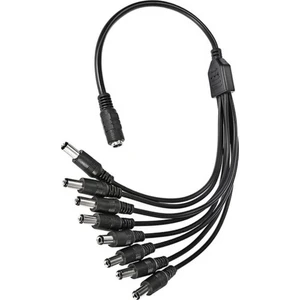 8'li Dc Adaptör Çoklayıcı Kablo 5.5*2.1mm - 1 Dişi 8 Erkek - Şerit LED Cctv Power Jack - 40CM