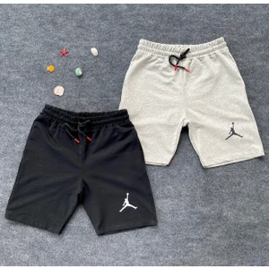 Amor Man Büyük Beden Özel Tasarım Jordan Baskılı Pamuk Erkek 2li Bermuda Şort