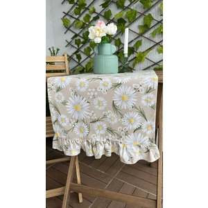 Decamor Home Dertsiz Leke Tutmaz Vintage Fırfırlı Papatyalı Bej Runner