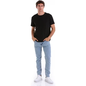Siyah Regular Fit Desenli 100% Pamuk Bisiklet Yaka Tişört