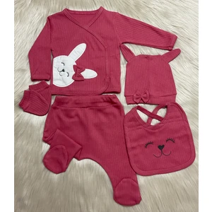 Eni Sezon 5 Parça Kız Tavşan Aplikeli Yeni Doğan Hastane Çıkış Zıbın Seti