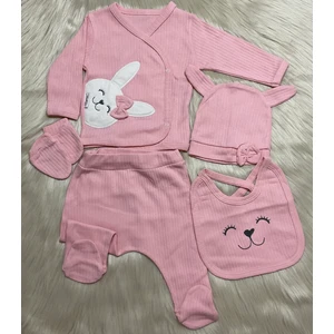 Eni Sezon 5 Parça Kız Tavşan Aplikeli Yeni Doğan Hastane Çıkış Zıbın Seti