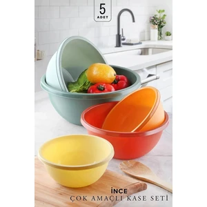 Mesapa Home 5'Li Renkliyuvarlak Badya Karıştırma&Saklama Kabı, Leğen, Az Alan Kaplar