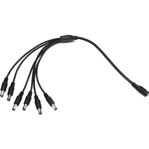 6'lı Dc Adaptör Çoklayıcı Kablo 5.5*2.1mm - 1 Dişi 6 Erkek - Şerit LED Cctv Power Jack - 40CM
