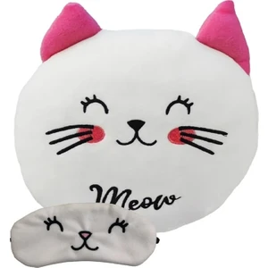 Sevimli Kedi Polar Yastık 35*35CM Göz Bandı Hediyeli