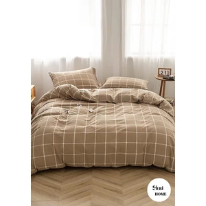 Sheri Home Jersey Golden Kare Çizgi  Çift Kişilik Nevresim Seti Bej01453777