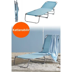 Express Reyon  Katlanabilir Şezlong Bahçe & Balkon & Teras & Plaj Şezlongu-Su Mavisi