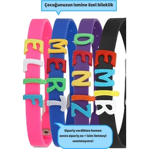 Çocuk Bileklik Silikon Kordon Metal Renkli Harfler - Isme Özel Bileklik BLK11001