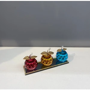 Tabak Kristal Renkli 3'lü Elma