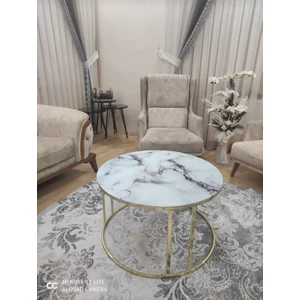 Lioon Art Gold Metal Ayaklı Temperli Cam Orta Sehpa