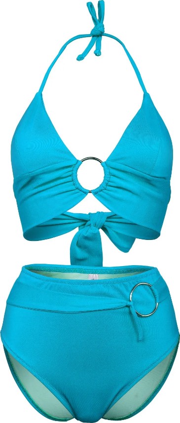 Transacoustic Siyah Halka Aksesuarlı Çift Kat Özel Koleksiyon Tulumlu Şık Bikini Takım görsel 4