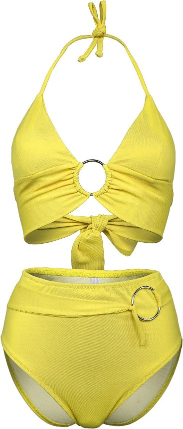 Transacoustic Siyah Halka Aksesuarlı Çift Kat Özel Koleksiyon Tulumlu Şık Bikini Takım görsel 2