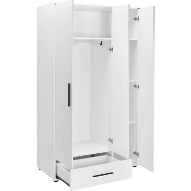 adore mobilya White 3 Kapaklı Tek Çekmeceli Gardırop-Mat Fiyatı