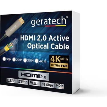 HDMIケーブル　30ｍ　active optical cable Geratech (30MT) HDMI 2.0 Active Optical Cable 4K@60Hz, Fiyatı