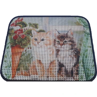 Miapet Elekli Desenli Kedi Tuvalet Önü Paspası 60 x 45 cm