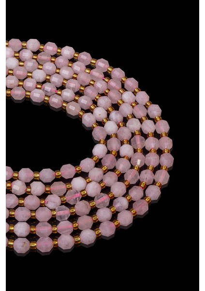 6x5 mm Pembe Kuvars Taşı Dizi