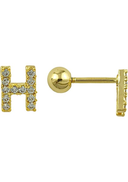 ÇLK Accessories Gold Harf Piercing - H Harfpiercing