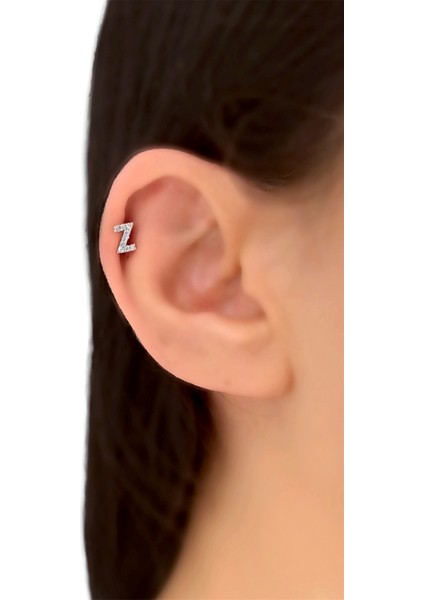 ÇLK Accessories Gümüş Renk Harf Piercing - Z Harfpiercing