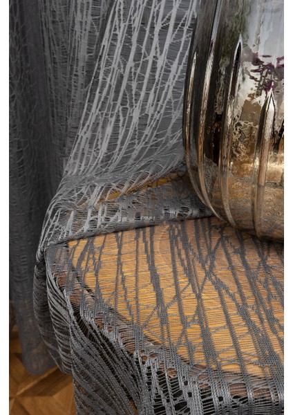 Antrasit Cam Kırığı Modern 3 Kat Pileli Tül Perde fiyatları