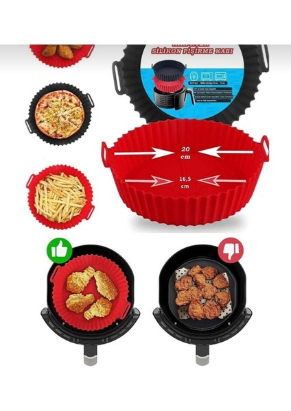 Cep Home Silikon Airfryer Pişirme Kabı 115 Gram Lüx Tüm Fritözlere Uyumlu Bpa Içermez - Kırmızı