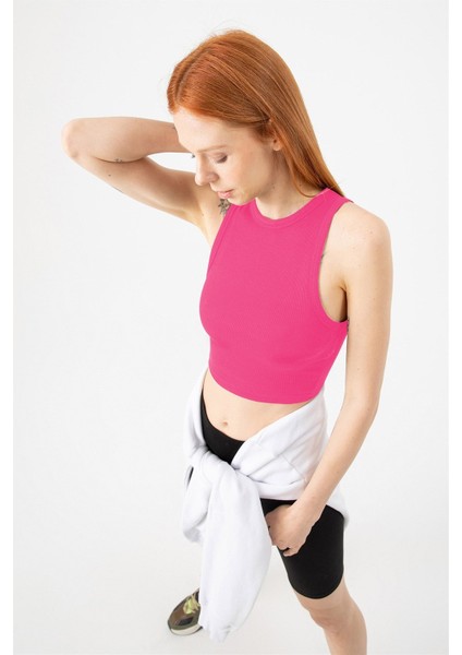 Kadın Fuşya Fitilli Crop Atlet fiyatları