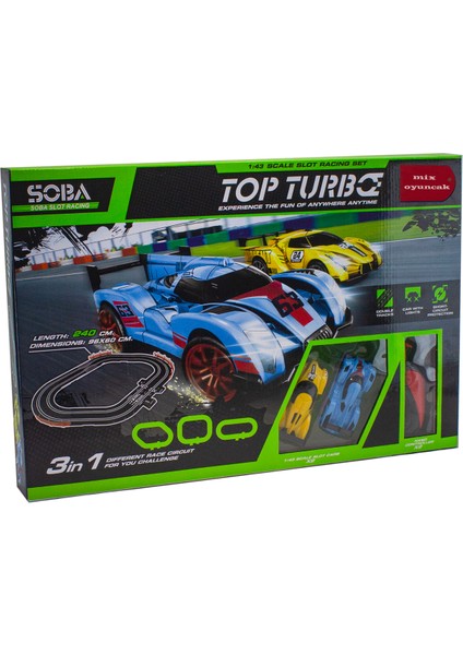 1/43 Ölçek Oyuncak Formula Yarış Pisti Işıklı Iki Kişilik Top Turbo modelleri