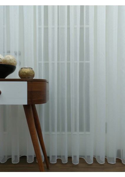 Ince Çizgili Sade Tasarım Tül Perde 3katpileli