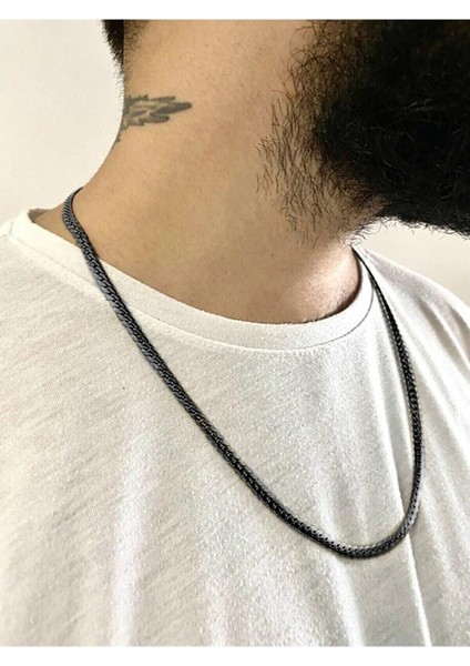 Erkek Siyah Urban Model Snake Ezme Çelik Kolye