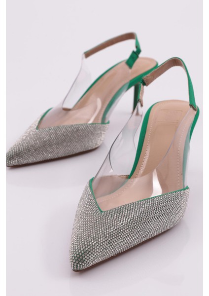 1773 Kadin Önü Taş Işlemeli Arkasi Açik Topuklu Ayakkabi fırsatları