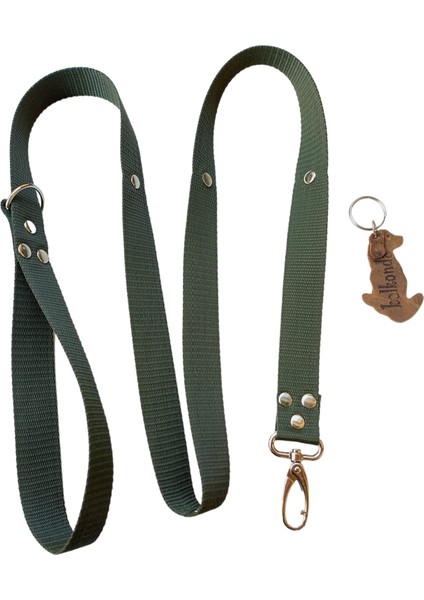 Köpek gezdirme tasması kolon koyu yeşil kayış metal trok zımbalı uzunluk:120cm genişli:2,5cm dog leash B3-9