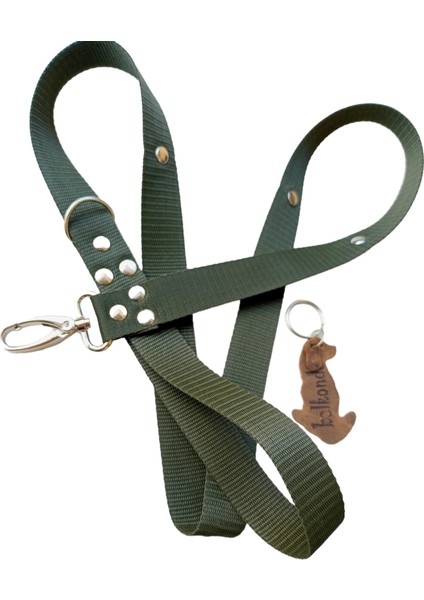 Köpek gezdirme tasması kolon koyu yeşil kayış metal trok zımbalı uzunluk:120cm genişli:2,5cm dog leash B3-9