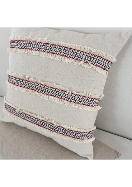 Mini Çift Püsküllü Keten Krem Kırlent Kırlent Kılıfı 43 x 43 cm fiyatları